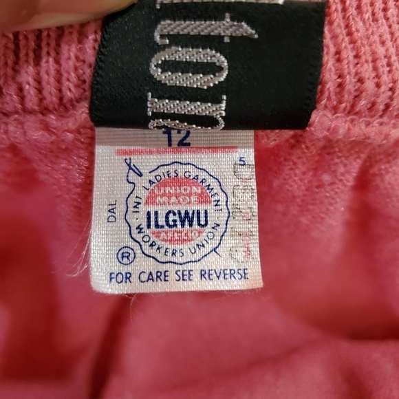 Vintage 70s Dalton Terry Cloth Pink Midi A-Line Elastic Waist Skirt Size 12 - Picture 9 of 9